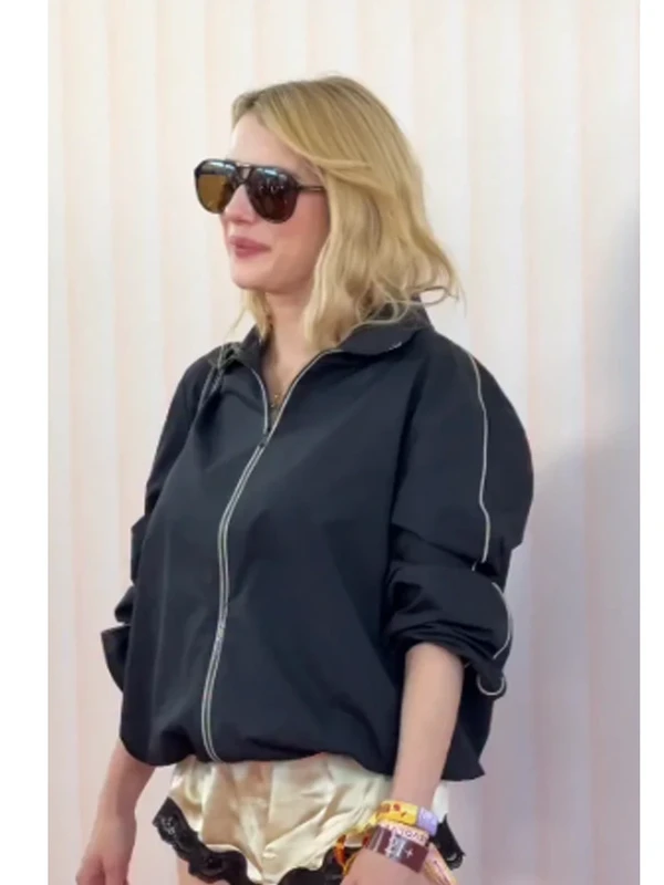 Emma Roberts 9th Revolve Festival Black Jacket For Sale