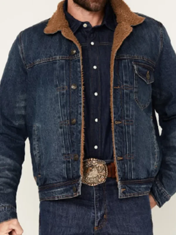 Felix Long Marshals S01 Denim Sherpa Jacket For Sale