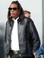 Jay Z PFW 2025 Black Leather Jacket
