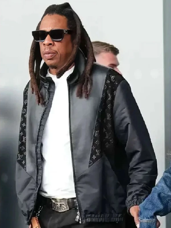 Jay Z PFW 2025 Black Leather Jacket