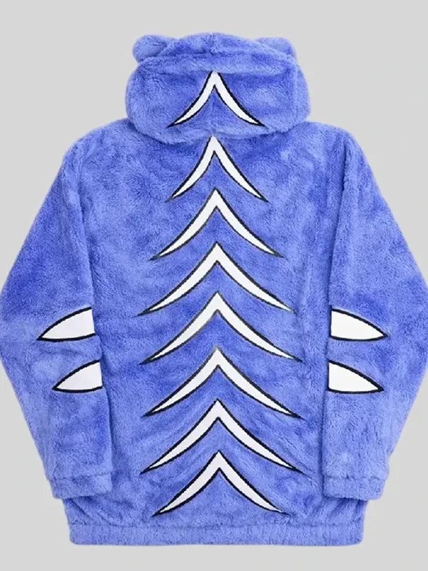 KPop Demon Hunters Chibi Derpy Tiger The demon cat Blue Sherpa Hoodie