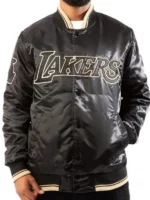 LA Lakers Black and Gold Satin Bomber Jacket