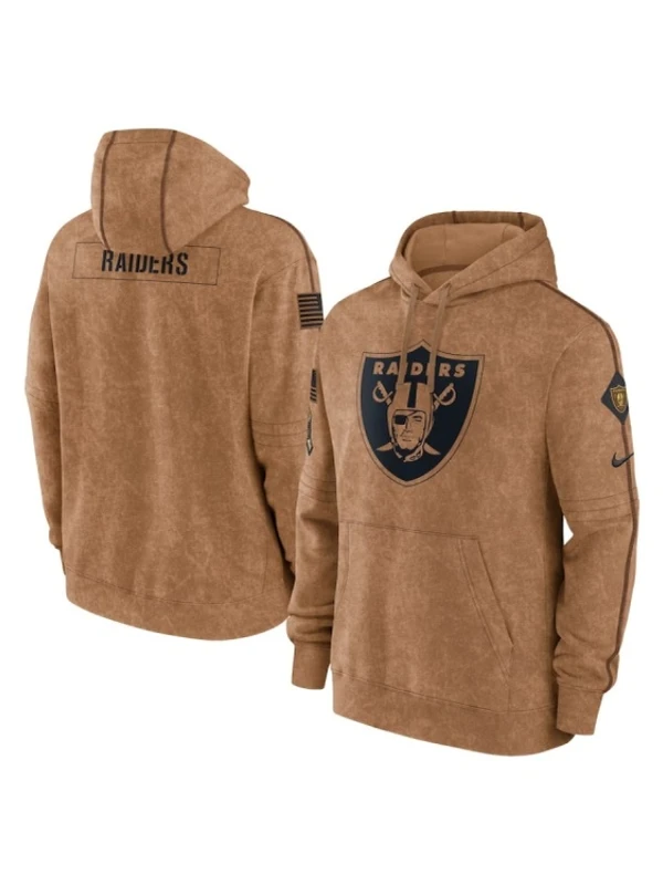 Las Vegas Raiders Salute To Service Club Brown Pullover Hoodie