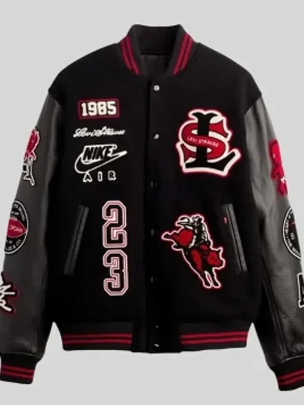 Montecarlo 2026 Spanish Tennis Player Carlos Alcaraz Black Varsity Jacket Front