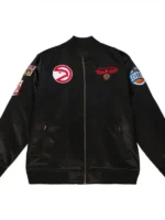 NBA Atlanta Hawks Black Satin Bomber Jacket
