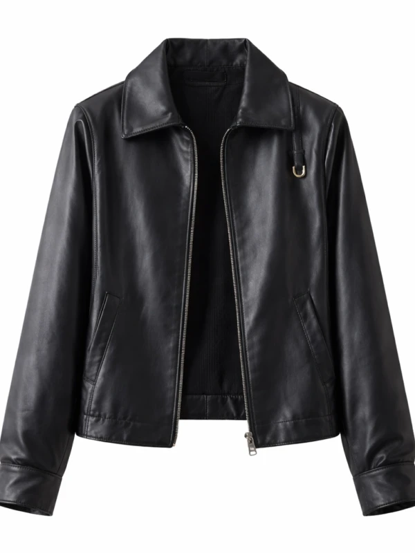 NYC Nina Dobrev Black Leather Jacket F