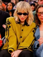 New York Knicks Basketball Game 2026 Natasha Bedingfield New York Sequined Yellow Wool Jacket