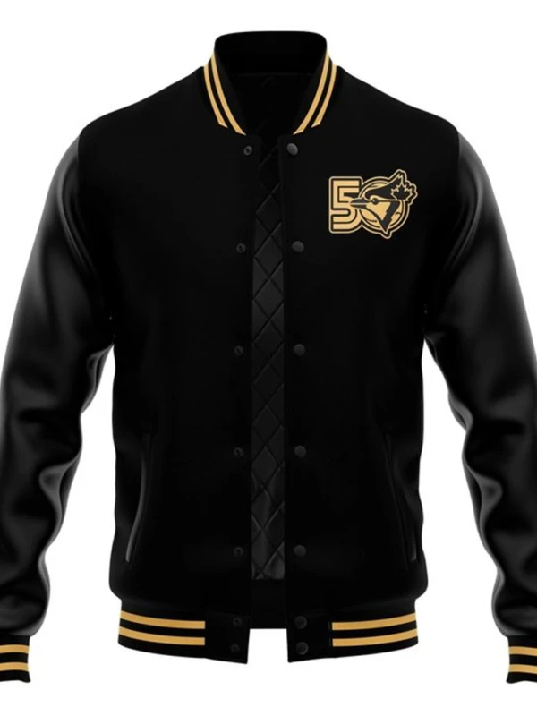 Roots Blue Jays 50th Anniversary Black Varsity Jacket F