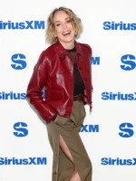 Sharon Stone SiriusXM Studios NYC 2026 Leather Jacket For Sale