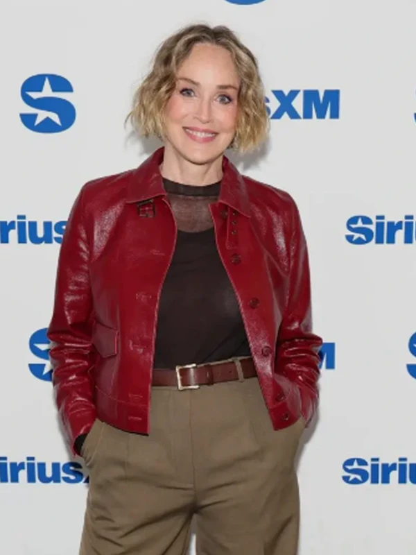 Sharon Stone SiriusXM Studios NYC 2026 Leather Jacket
