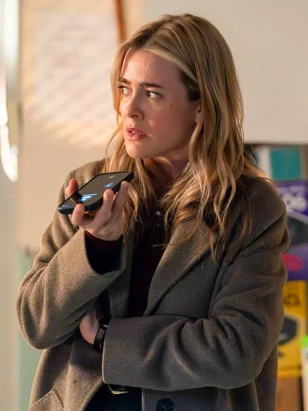 The Hunting Party S02 Melissa Roxburgh Rebecca Henderson Brown Coat First