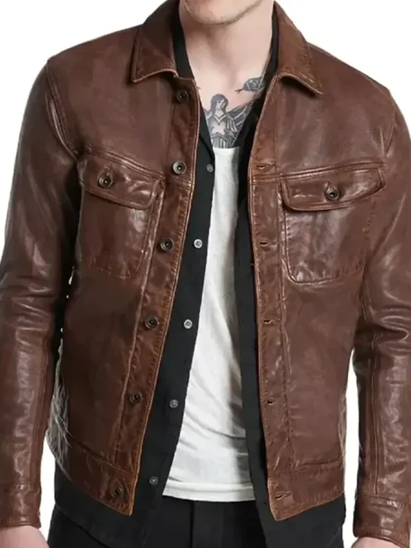 The Voice S29 Lucas West Trucker Leather Jacket For Sale