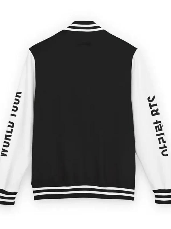BTS Arirang World Tour Black and White Varsity Jacket for Men and Women