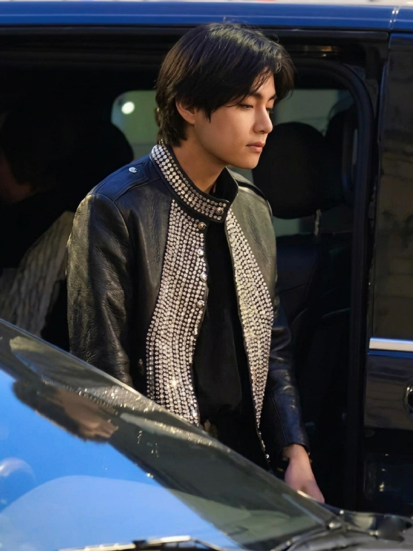 BTS’ V The Streets Of France Studded Leather Jacket