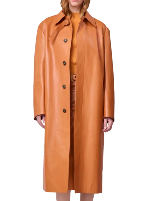 Marty Life Is Short Premiere Kate Hudson Brown Leather Coat F