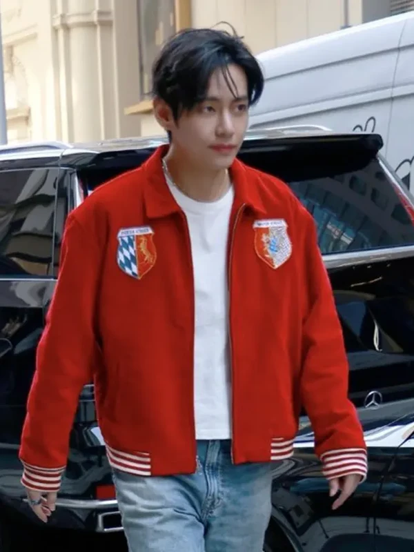 NYC 2026 BTS Kim Taehyung Red Bomber Jacket