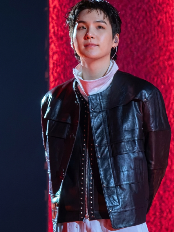 Suga BTS The Come Back Live ARIRANG Black Leather Jacket