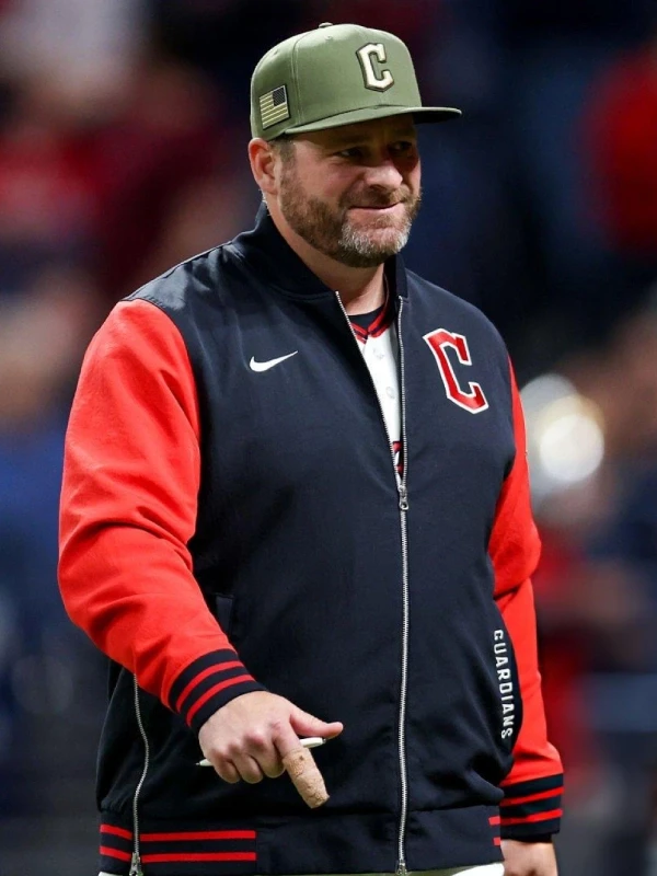 2026 Cleveland Guardians Dugout Navy Red Full Zip Bomber Jacket