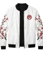 BTS Cherry Blossom White Bomber Jacket
