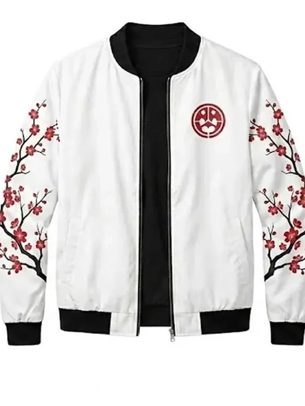 BTS Cherry Blossom White Bomber Jacket