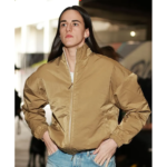 Caitlin Clark Tan Brown Bomber Jacket