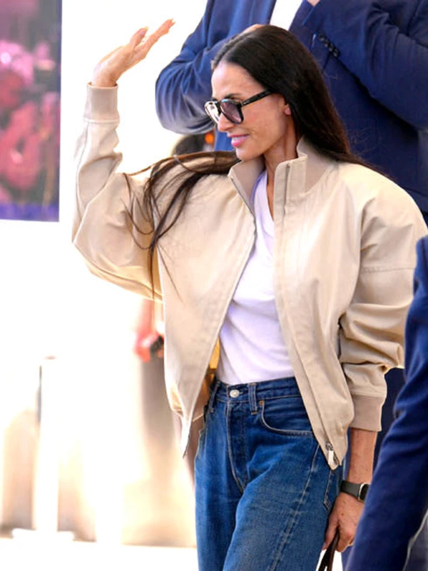 Cannes Film Festival 2026 Demi Moore Beige Jacket First