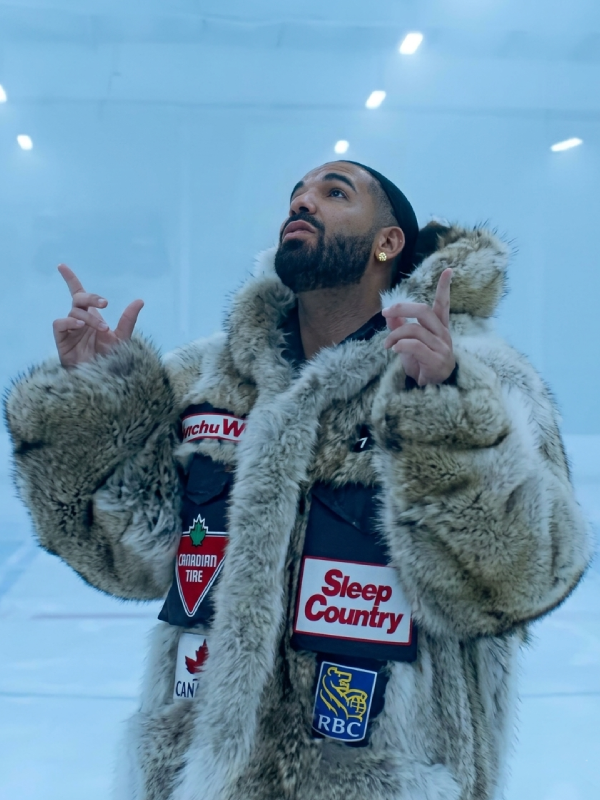 Drake Canadian Grey Fur Hooded Trench Coat