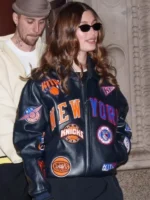 Hailey Bieber New York Knicks Leather Jacket