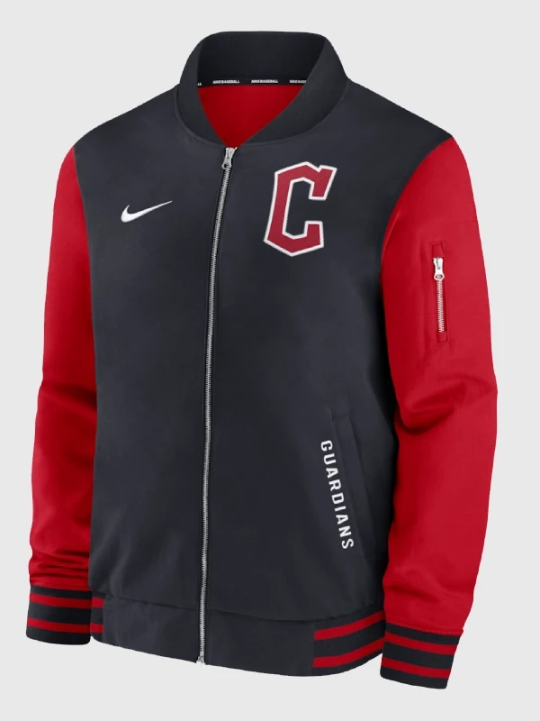 Navy Red 2026 Cleveland Guardians Full Zip Dugout Bomber Jacket