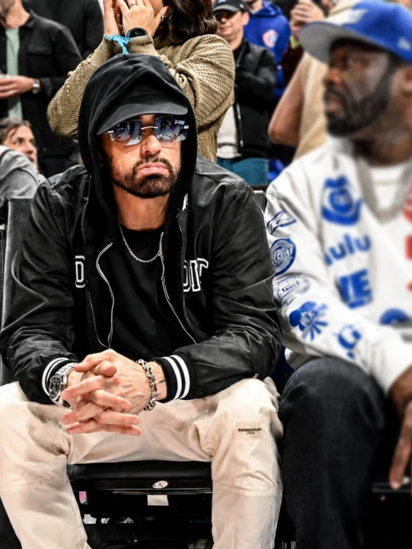 Pistons Game 5 Eminem Black Hooded Jacket Second
