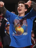 Timothee Chalamet 2026 NBA Finals New York Knicks Blue T Shirt